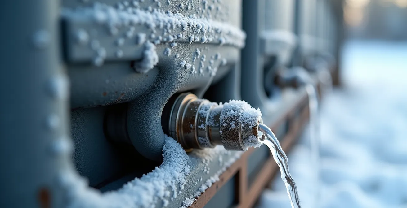 Coupe technique d'un abreuvoir automatique isolé avec système antigel pour chevaux