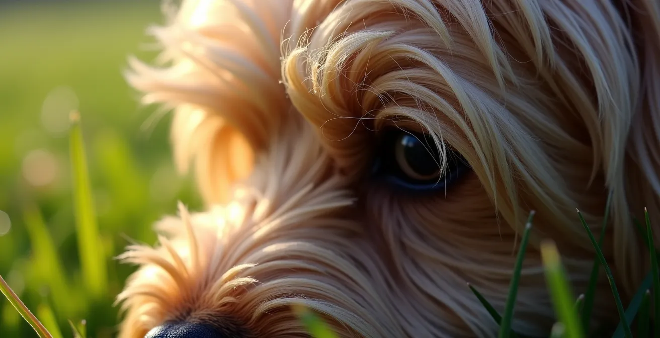 Baudet du Poitou avec ses longs poils caractéristiques dans un pré du Marais Poitevin