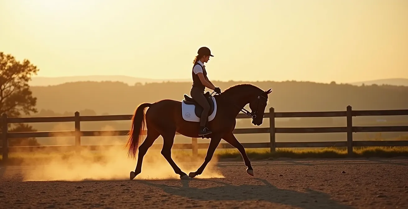 Vue latérale d'un cavalier en position de chaise avec les jambes trop en avant