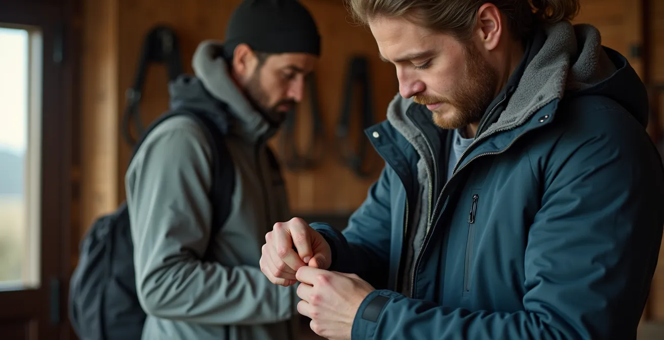 Système des trois couches de vêtements techniques pour l'équitation hivernale